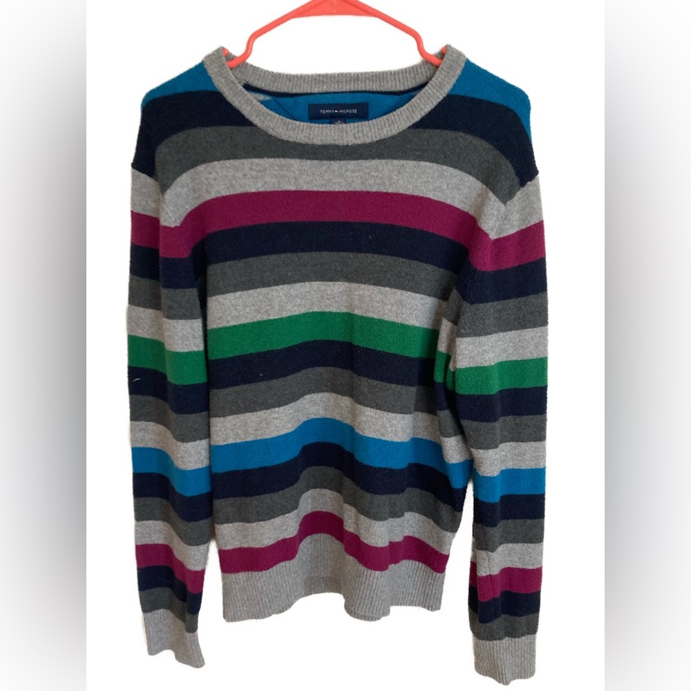 Vintage Tommy Hilfiger Lux Cotton Men’s Striped Sweater Size Medium